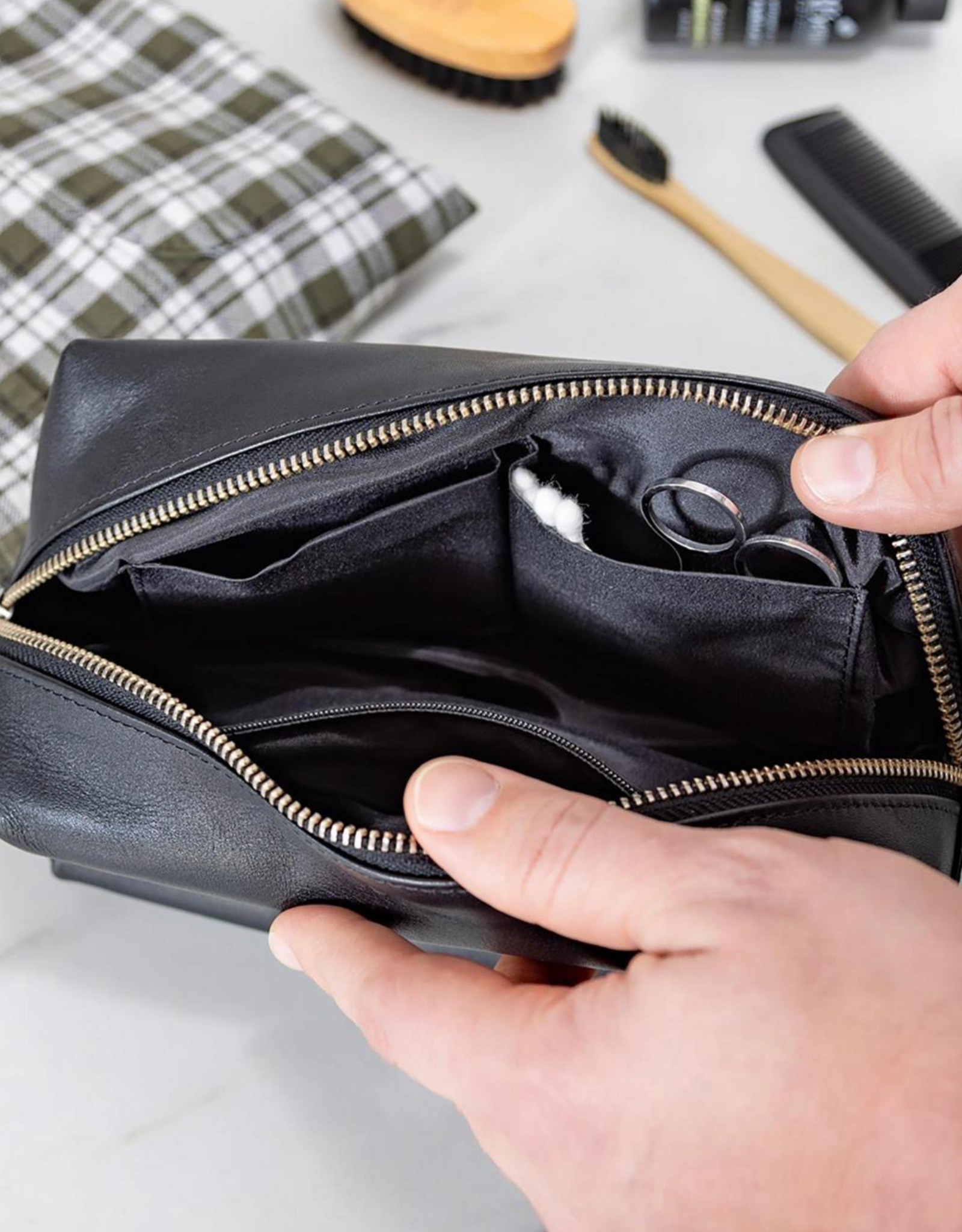 Evergreen OU Black Embossed Toiletry Bag