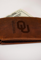 Evergreen OU Embossed Genuine Leather Passcase Brown Wallet