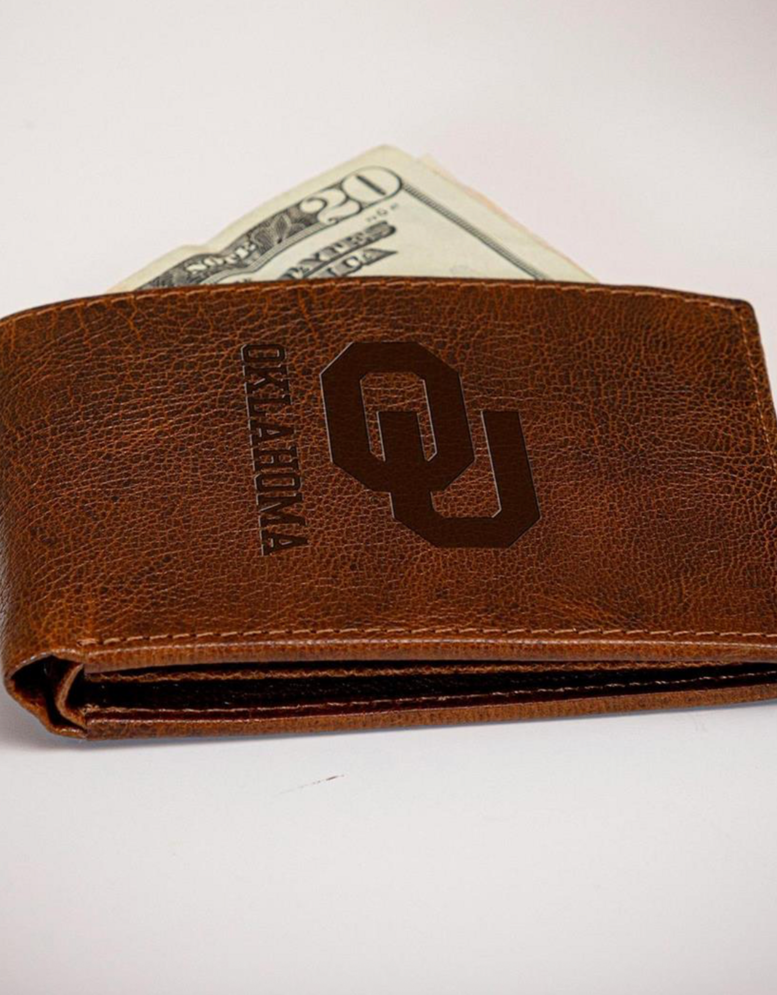 Evergreen OU Embossed Genuine Leather Passcase Brown Wallet