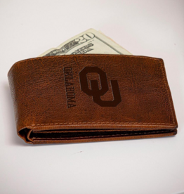 Evergreen OU Embossed Genuine Leather Passcase Brown Wallet