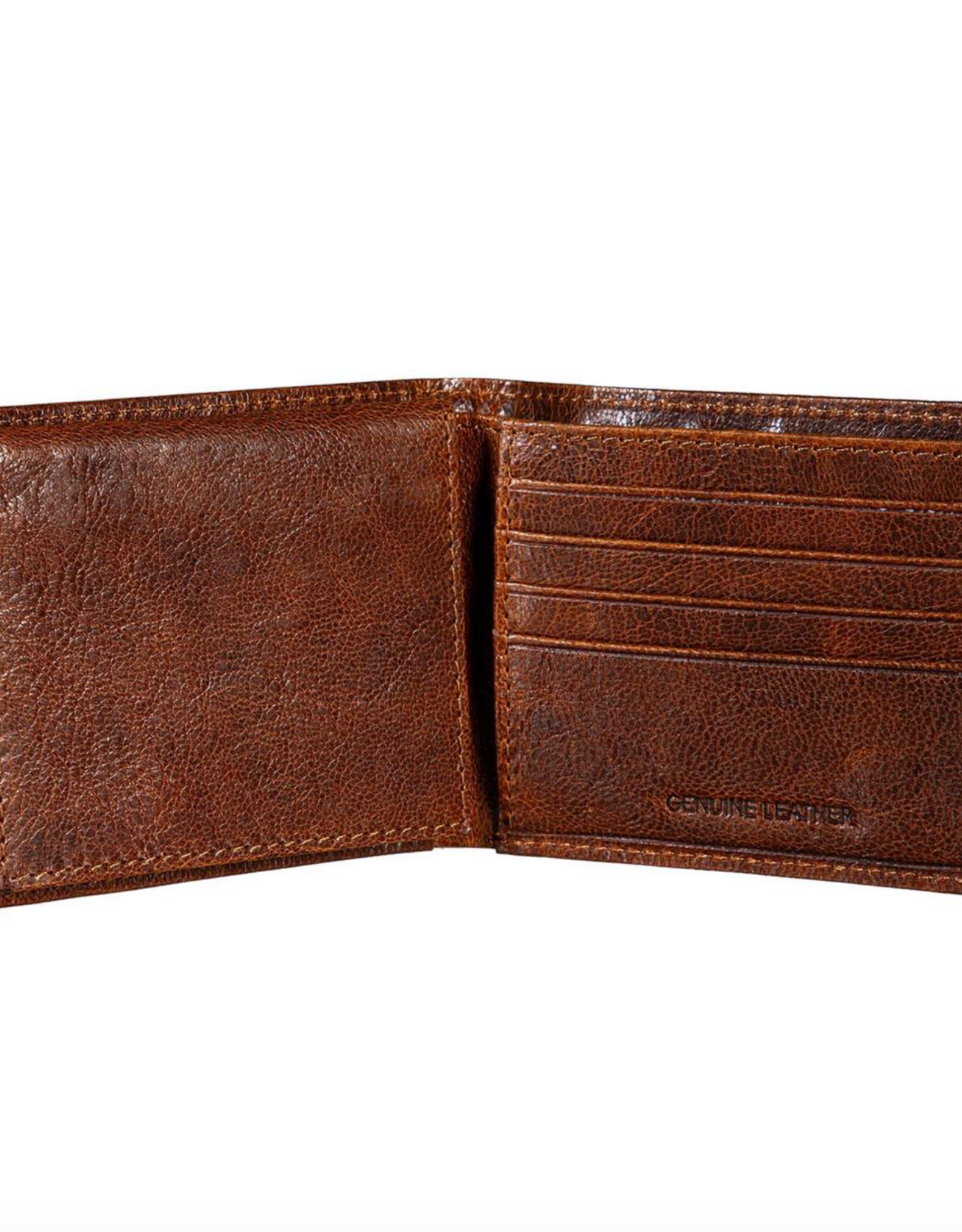 Evergreen OU Embossed Genuine Leather Passcase Brown Wallet