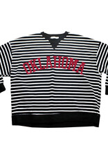 Kickoff Couture Oklahoma Yard Line Waffle Knit Striped Crew