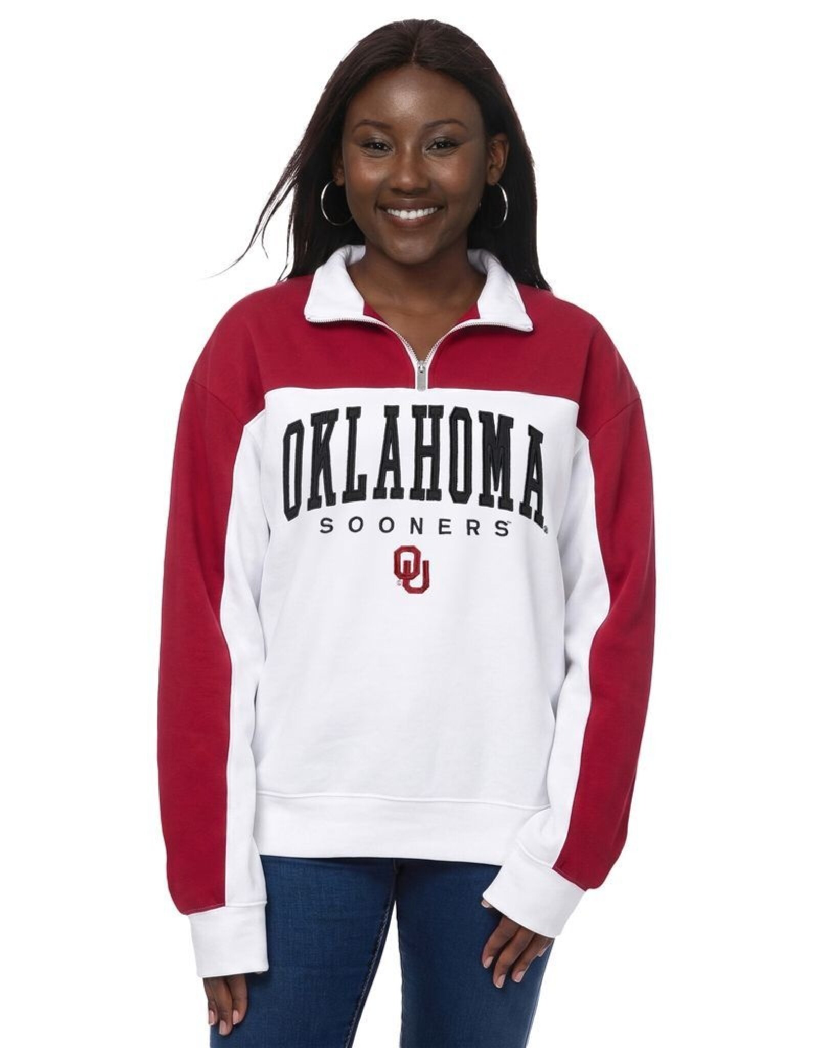 ZooZatz Women's Oklahoma Color Block Quarter Zip