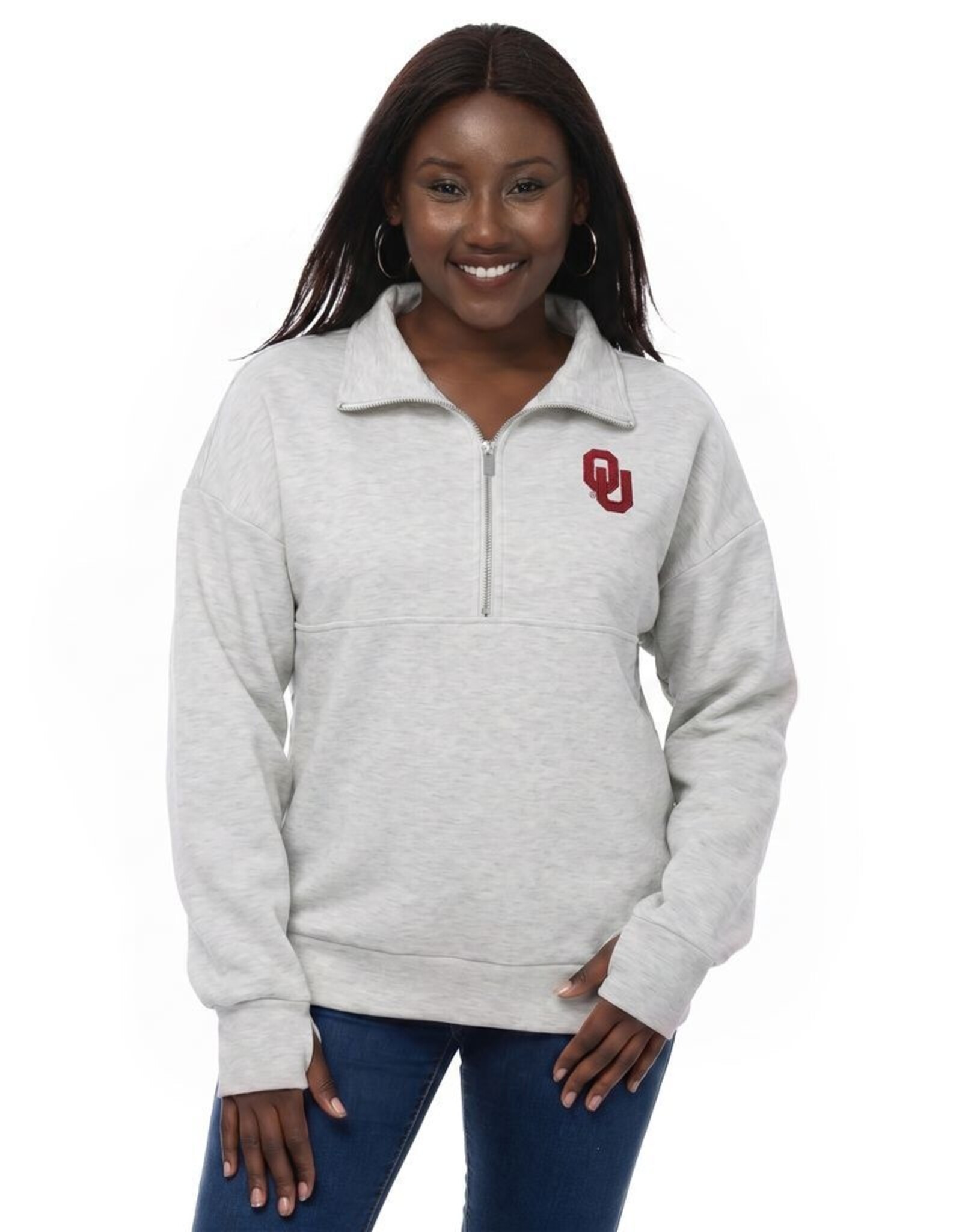 ZooZatz Women's Gray OU Quarter Zip
