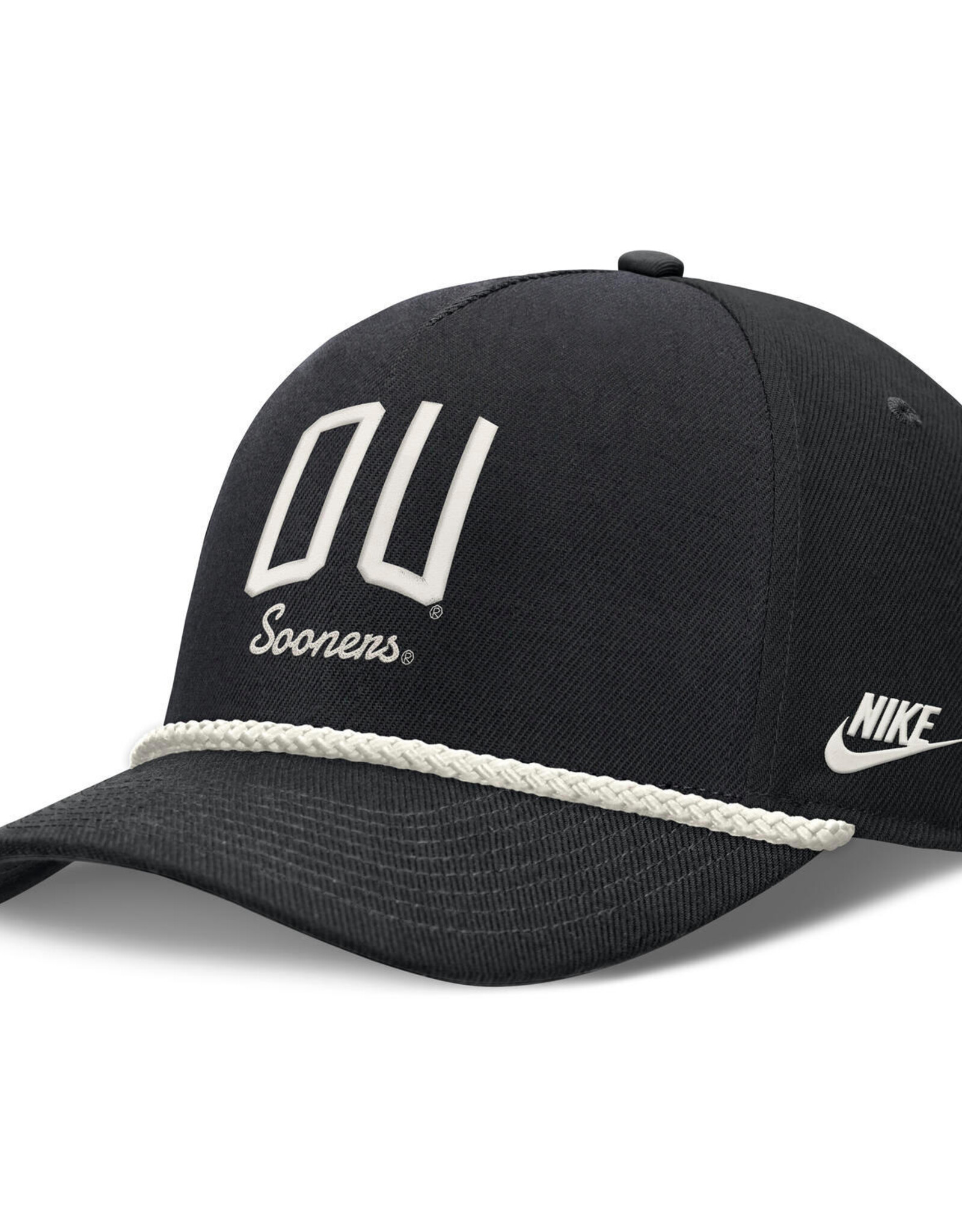 Nike Black/White OU Sooners Script Corded Rise Cap