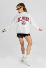 Gameday Couture Women's Oklahoma Contrast Striped Mock-neck Pullover