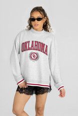 Gameday Couture Women's Oklahoma Contrast Striped Mock-neck Pullover