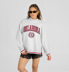 Gameday Couture Women's Oklahoma Contrast Striped Mock-neck Pullover