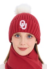 ZooZatz Women's Crimson OU Soft Beanie W/ Puff