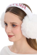 ZooZatz Women's White Oklahoma Fluffy Earmuffs