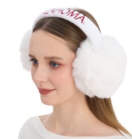 ZooZatz Women's White Oklahoma Fluffy Earmuffs