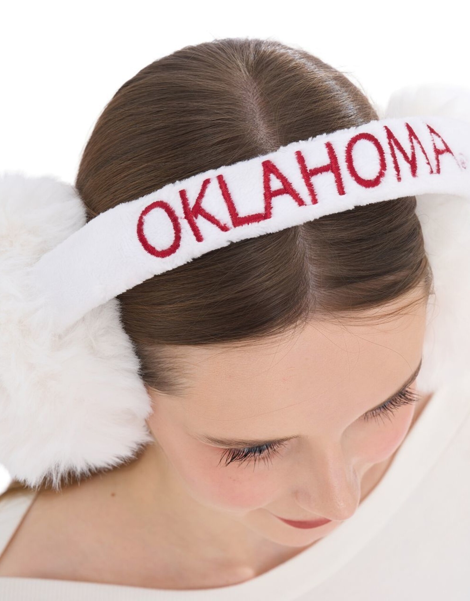 ZooZatz Women's White Oklahoma Fluffy Earmuffs