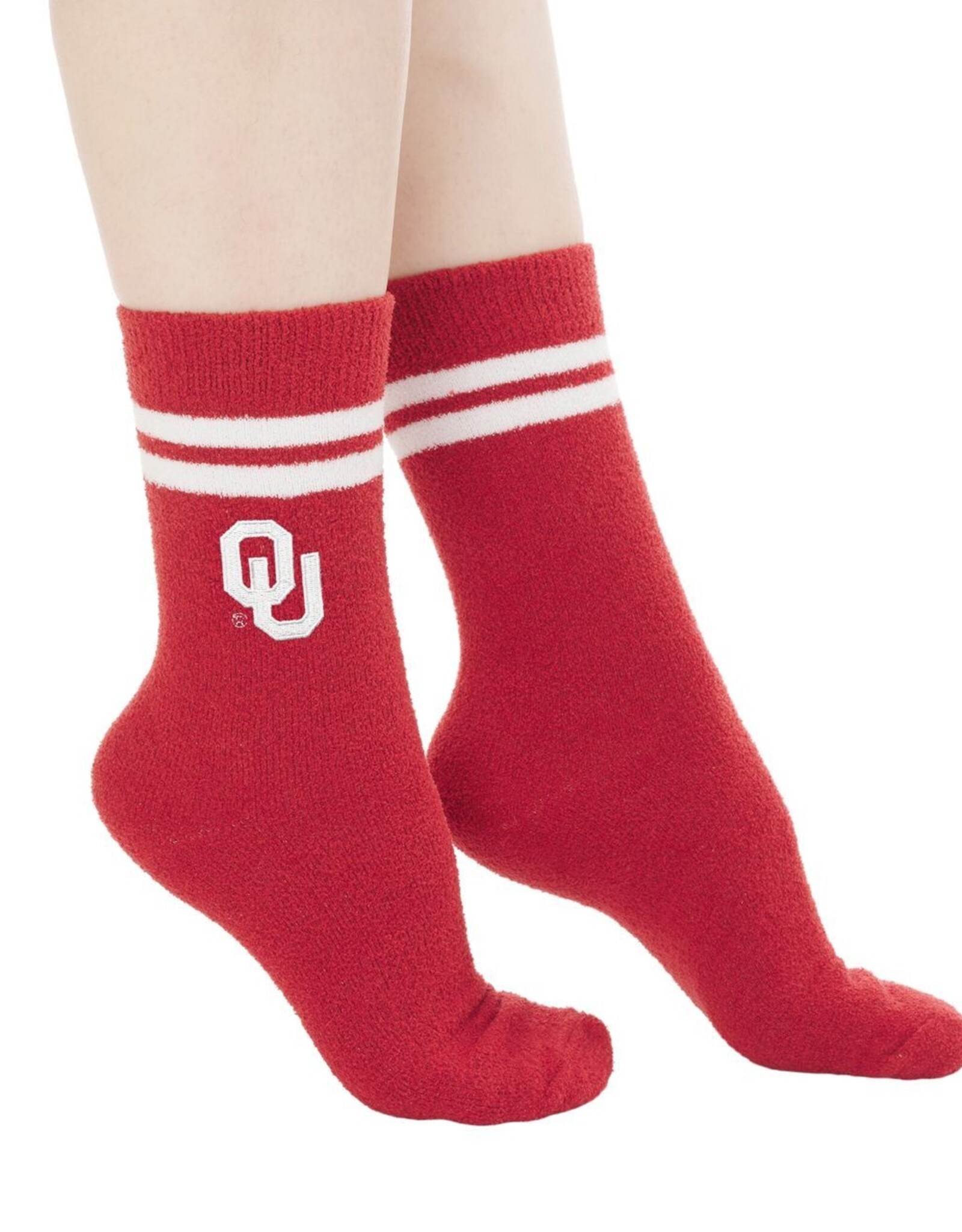 ZooZatz Women's Crimson & White OU Fluffy Socks