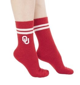 ZooZatz Women's Crimson & White OU Fluffy Socks