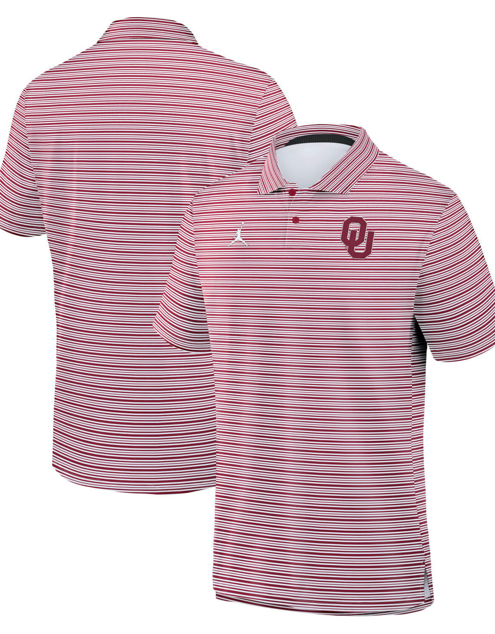Jordan Road Ahead OU Crimson/White Striped Polo