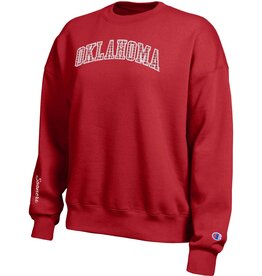 Champion Women's Crimson Gingham Oklahoma Crew
