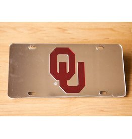 Craftique Craftique OU Crimson/Silver Mirrored License Plate