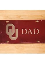 Craftique Craftique OU Dad Silver/Crimson Mirrored License Plate