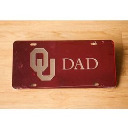 Craftique Craftique OU Dad Silver/Crimson Mirrored License Plate