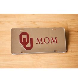 Craftique Craftique OU Mom Crimson/Silver Mirrored License Plate