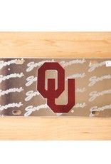 Craftique Craftique OU/Frosted Sooners Script Mirrored License Plate