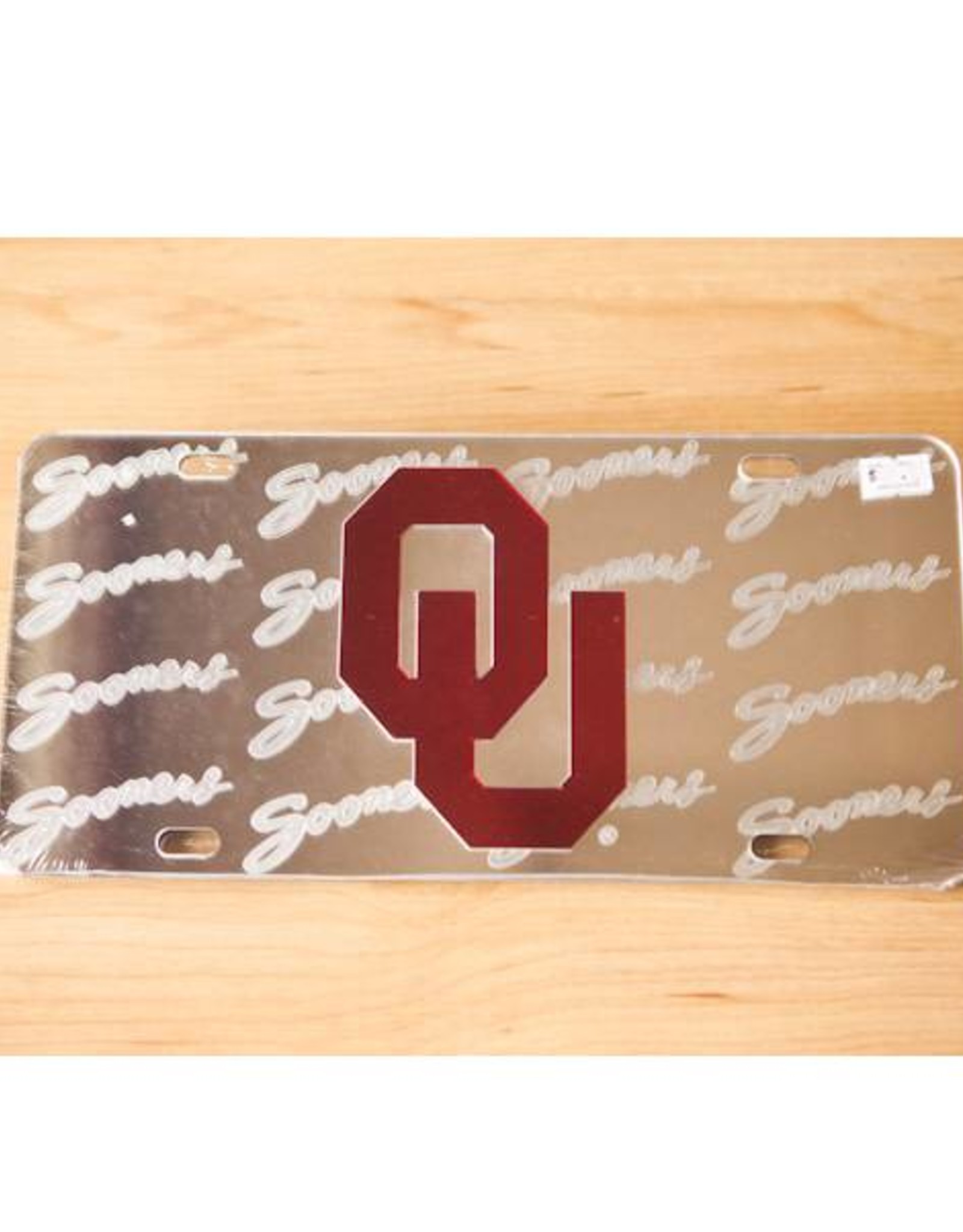 Craftique Craftique OU/Frosted Sooners Script Mirrored License Plate