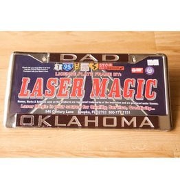 Laser Magic Dad/Oklahoma Mirrored Silver/Crimson License Frame