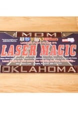 Laser Magic Mom/Oklahoma Mirrored Silver/Crimson License Frame