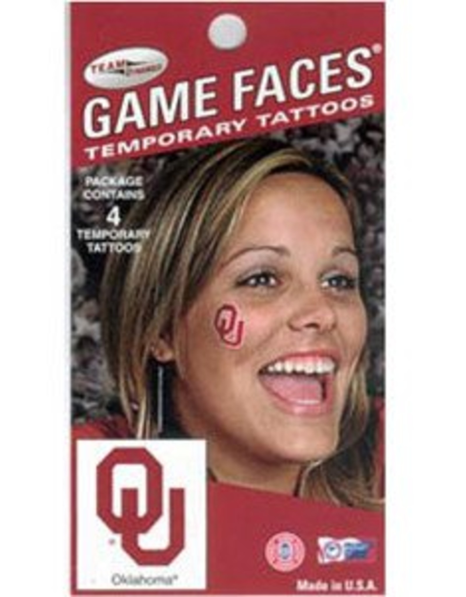 Game Face Game Faces Temporary Tattoo OU Peel & Stick