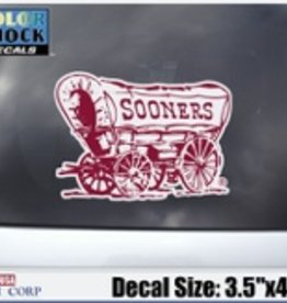 Color Shock Sooner Schooner Auto Decal 3.5"x4.8"