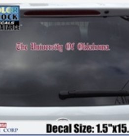 Color Shock The University Of Oklahoma Old English Crimson/White Auto Decal 1.5"x15.5"