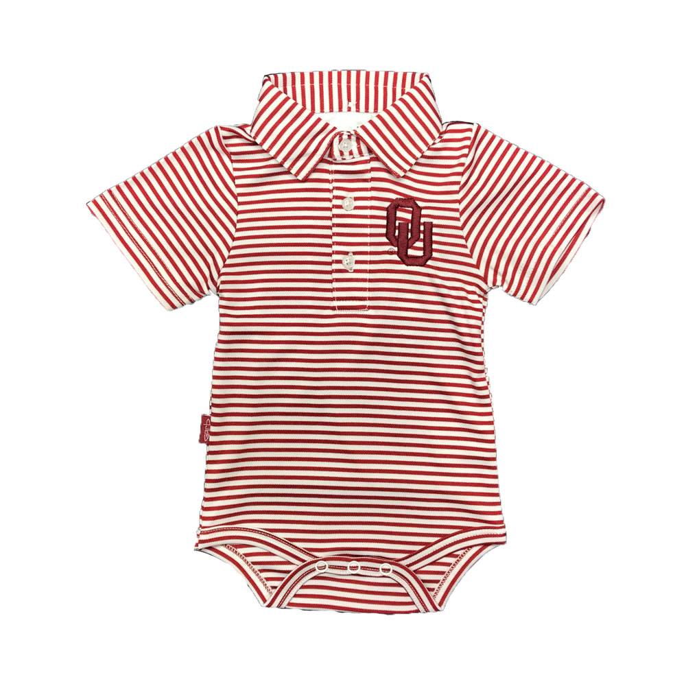 Infant Carson OU Striped Poly Onesie Polo Balfour of Norman