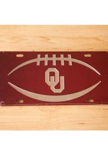 Craftique Craftique OU Football Icon Silver/Crimson Mirrored License Plate