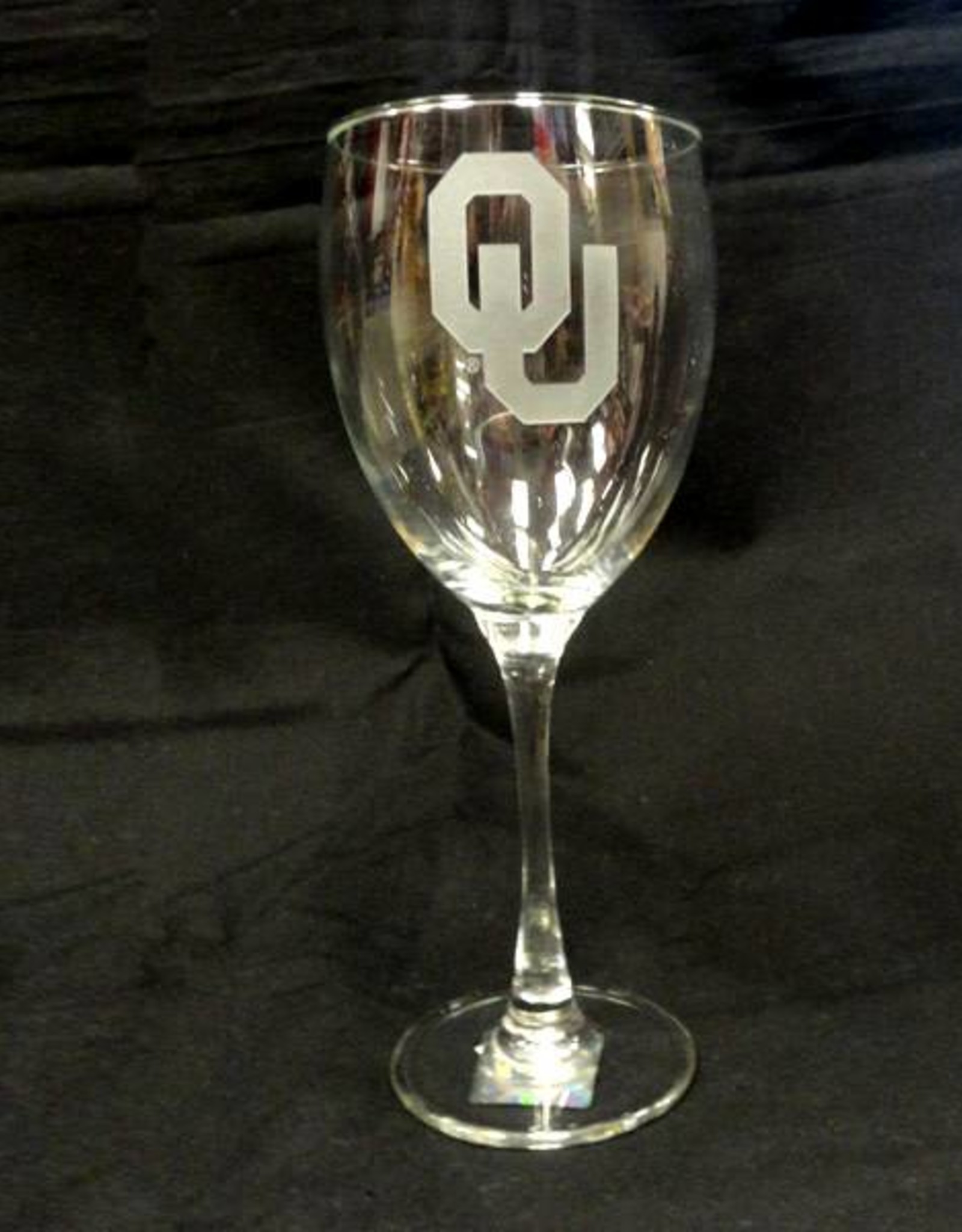 Campus Crystal OU Etched Wine Glass 19oz