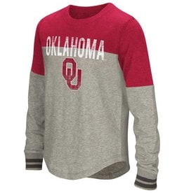 Colosseum Youth Colosseum Jersey Long Sleeve Tee Grey & Crimson with Ribbed Cuffs