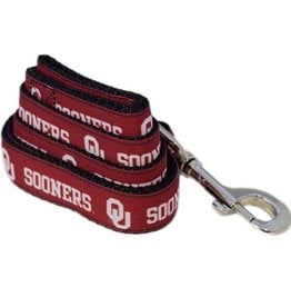 All Star Dogs OU Sooners Crimson Ribbon Leash 6'