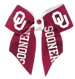 All Star Dogs Sooners Ribbon Dog Bow with Crimson Crystal