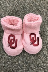 Two Feet Ahead Newborn Pink With Crimson OU Booties
