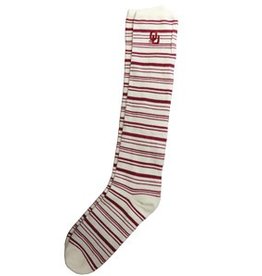 Two Feet Ahead Women's OU Knee High Crimson & White Stripe Sock