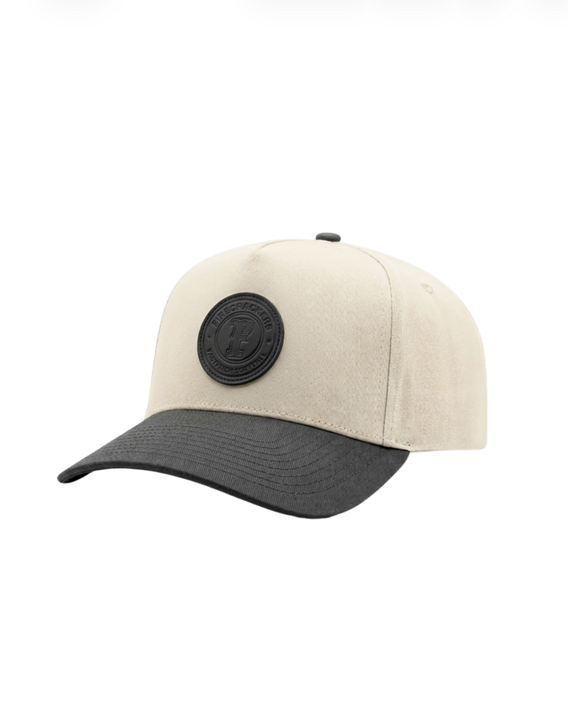 Leather Patch Snapback (Cream/Black)