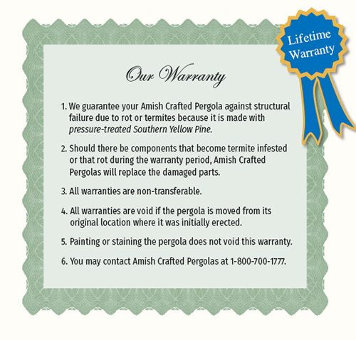 Pergola Limited Lifetime Warranty