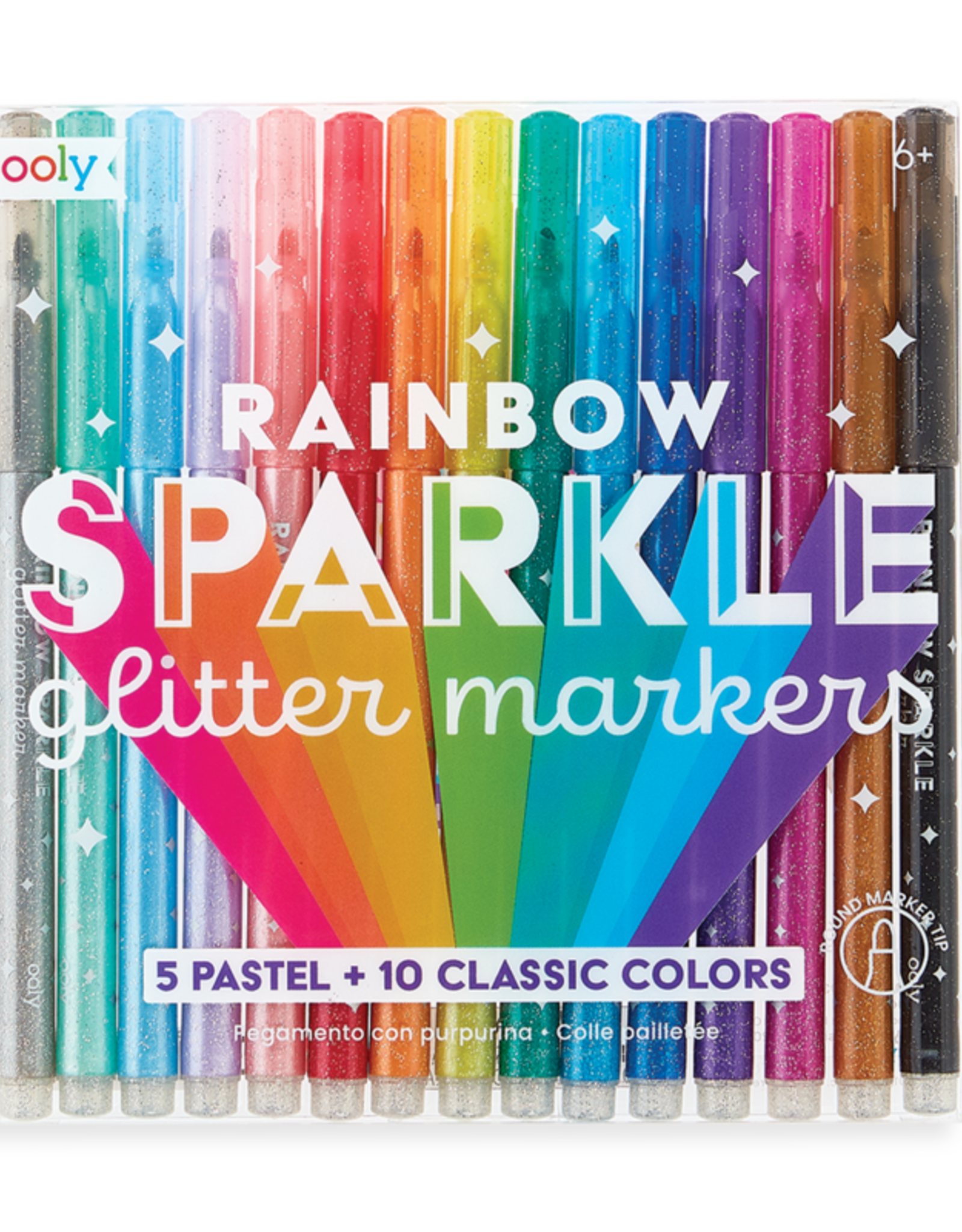 Ooly DBA International Arrivals Rainbow Sparkle Glitter Markers - Set of 15