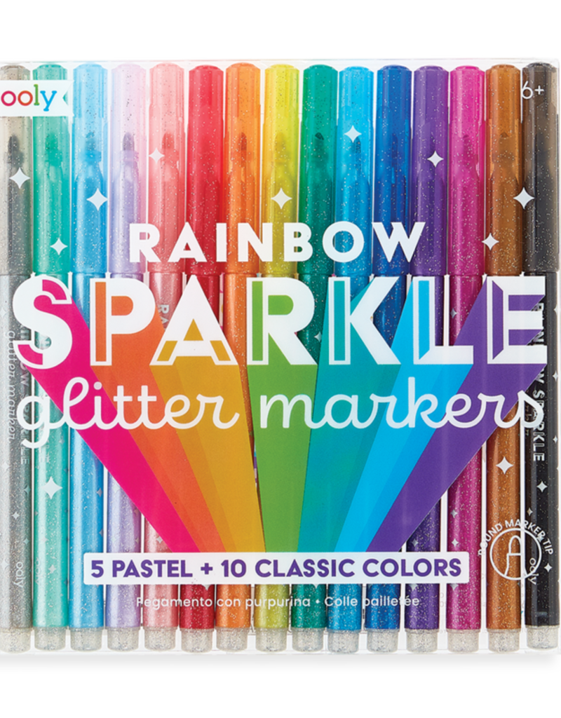 Rainbow Sparkle Glitter Markers Set Of 15 Awesome Brooklyn