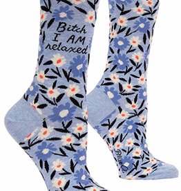 Blue Q Socks - Women's Crew: Bitch I Am Relaxed