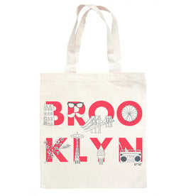 Maptote Tote: BROOKLYN font Natural