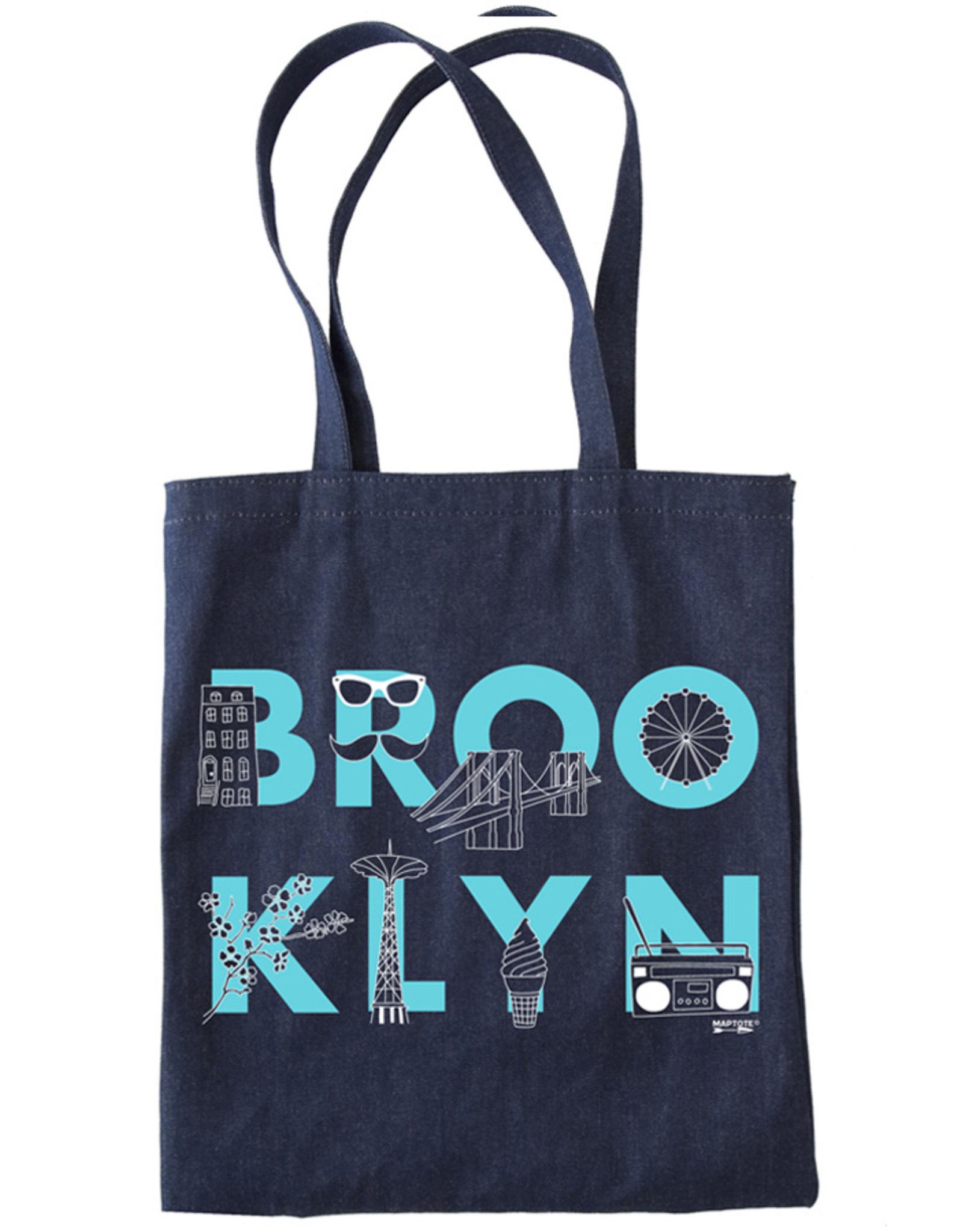 Maptote Tote: BROOKLYN font Denim