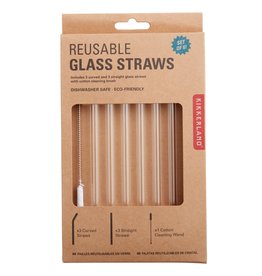 Kikkerland Clear Reusable Glass Straws - set 6