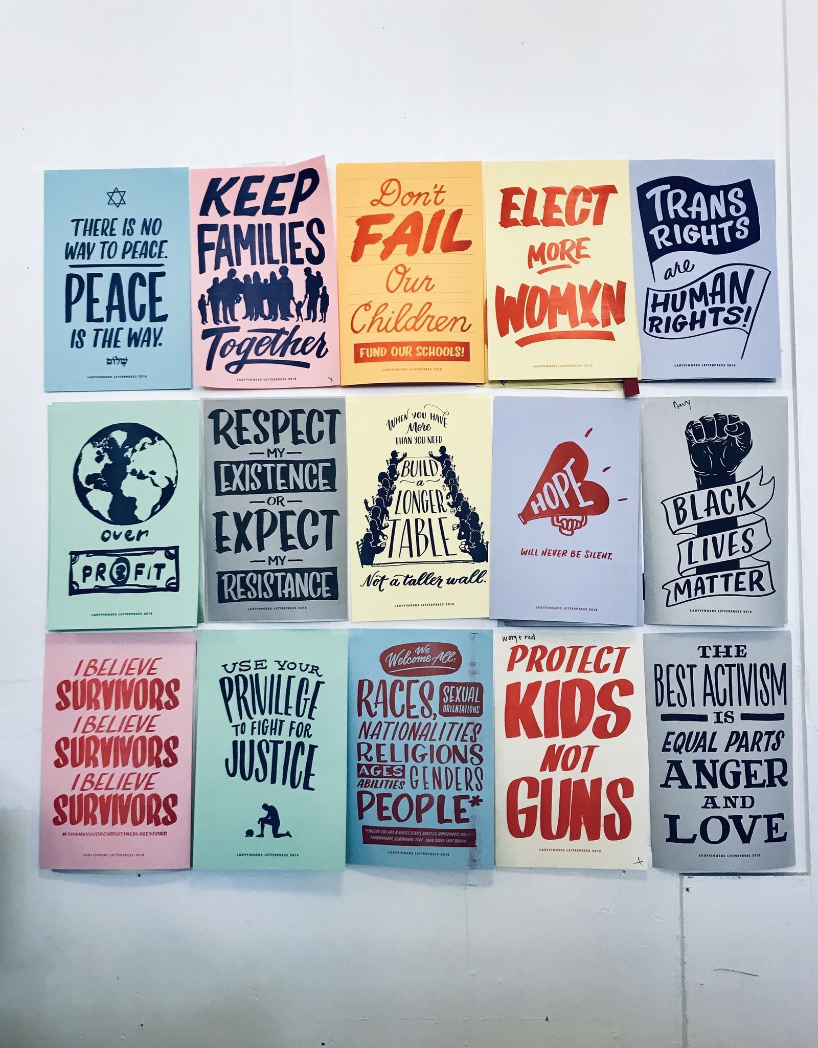 Ladyfingers Letterpress Protest Poster Prints- Part One: Set of 16