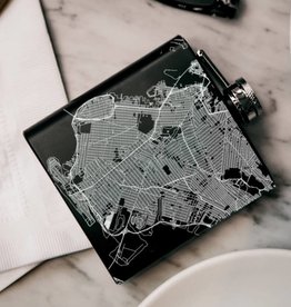 JACE.design Brooklyn Map Hip Flask in Matte Black