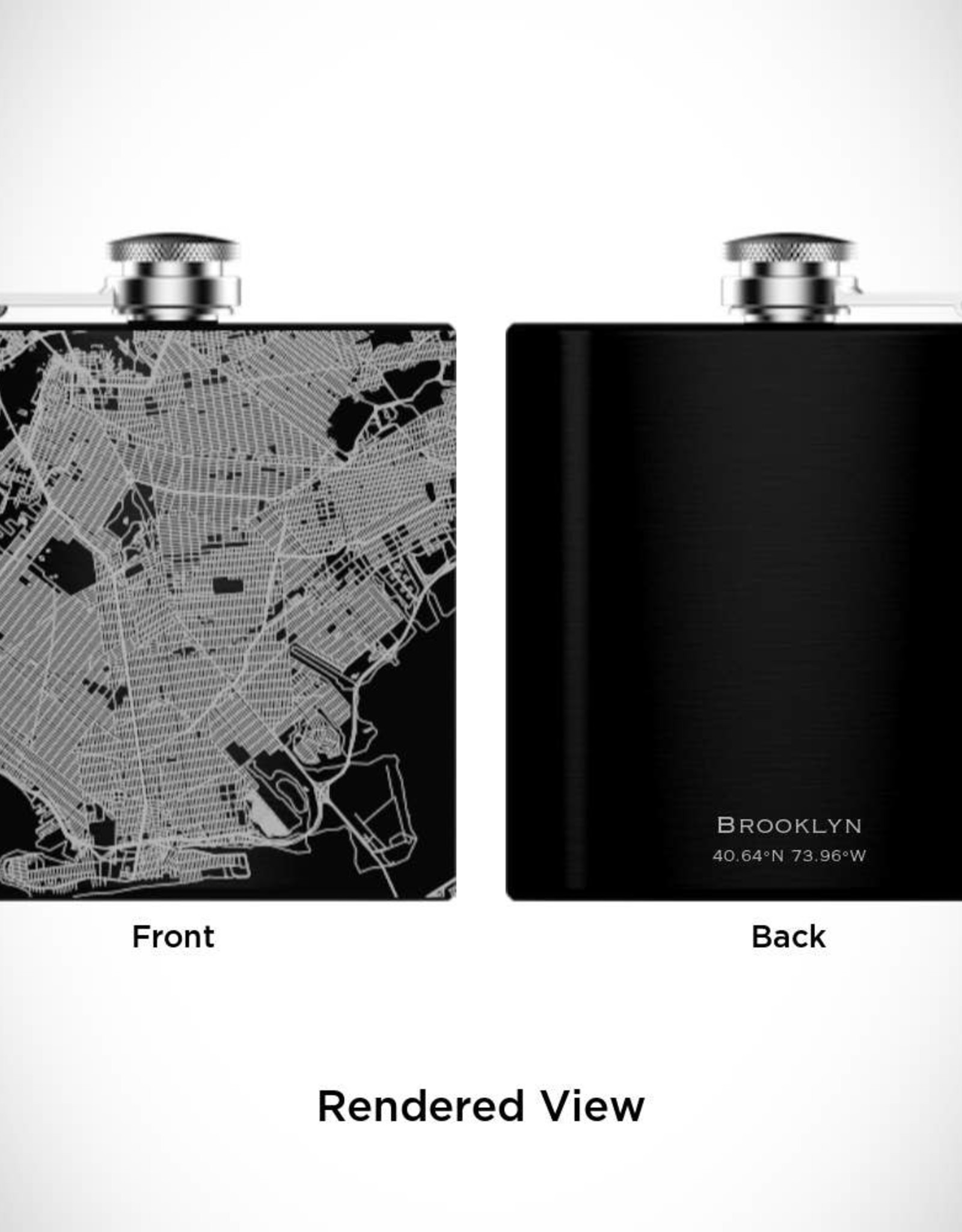 JACE.design Brooklyn Map Hip Flask in Matte Black